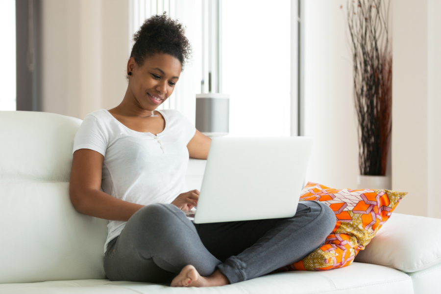 Woman Using Laptop | 3GuysMoving.com